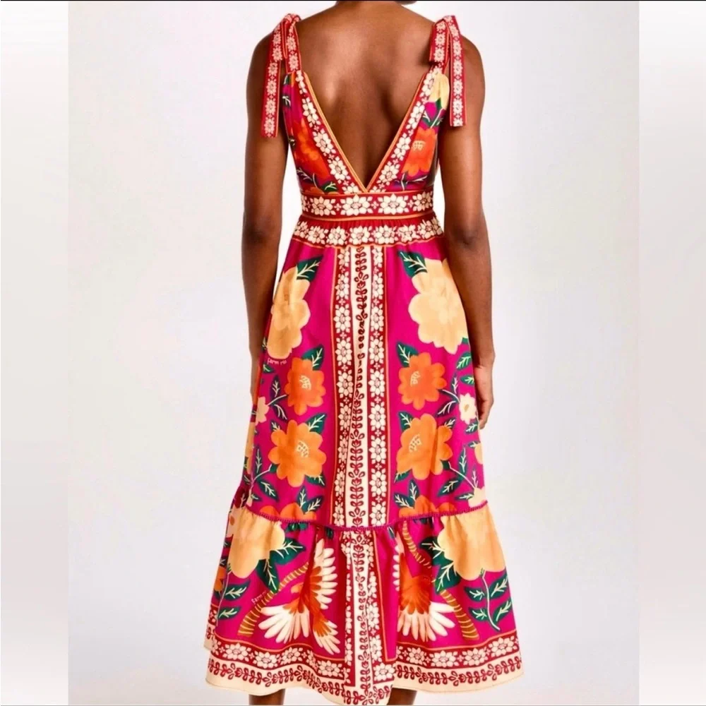 FARM Rio Pink Floral Tie-Shoulder Midi Dress - Picture 5 of 5